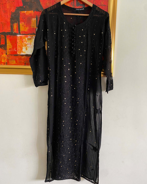 Pintuck Gharara Set in Black