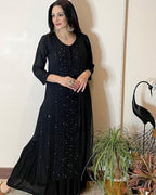 Pintuck Gharara Set in Black