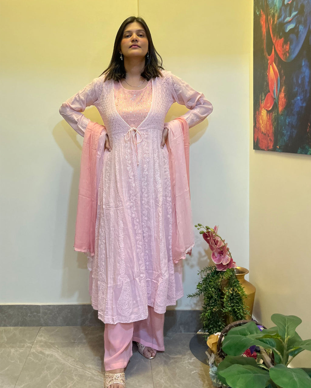 Pink Anarkali Suit Set