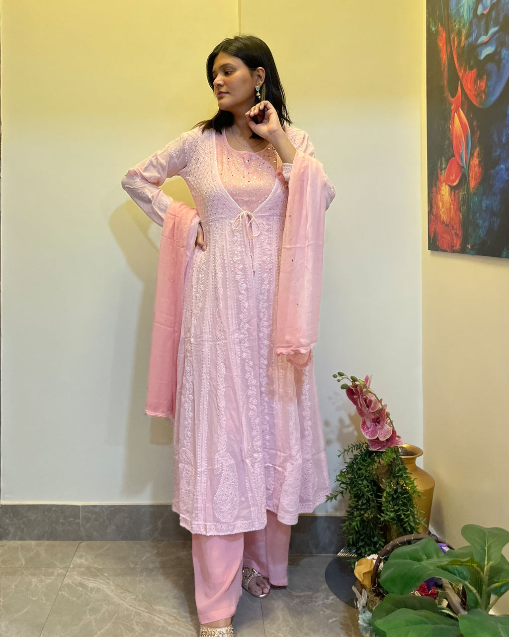 Pink Anarkali Suit Set