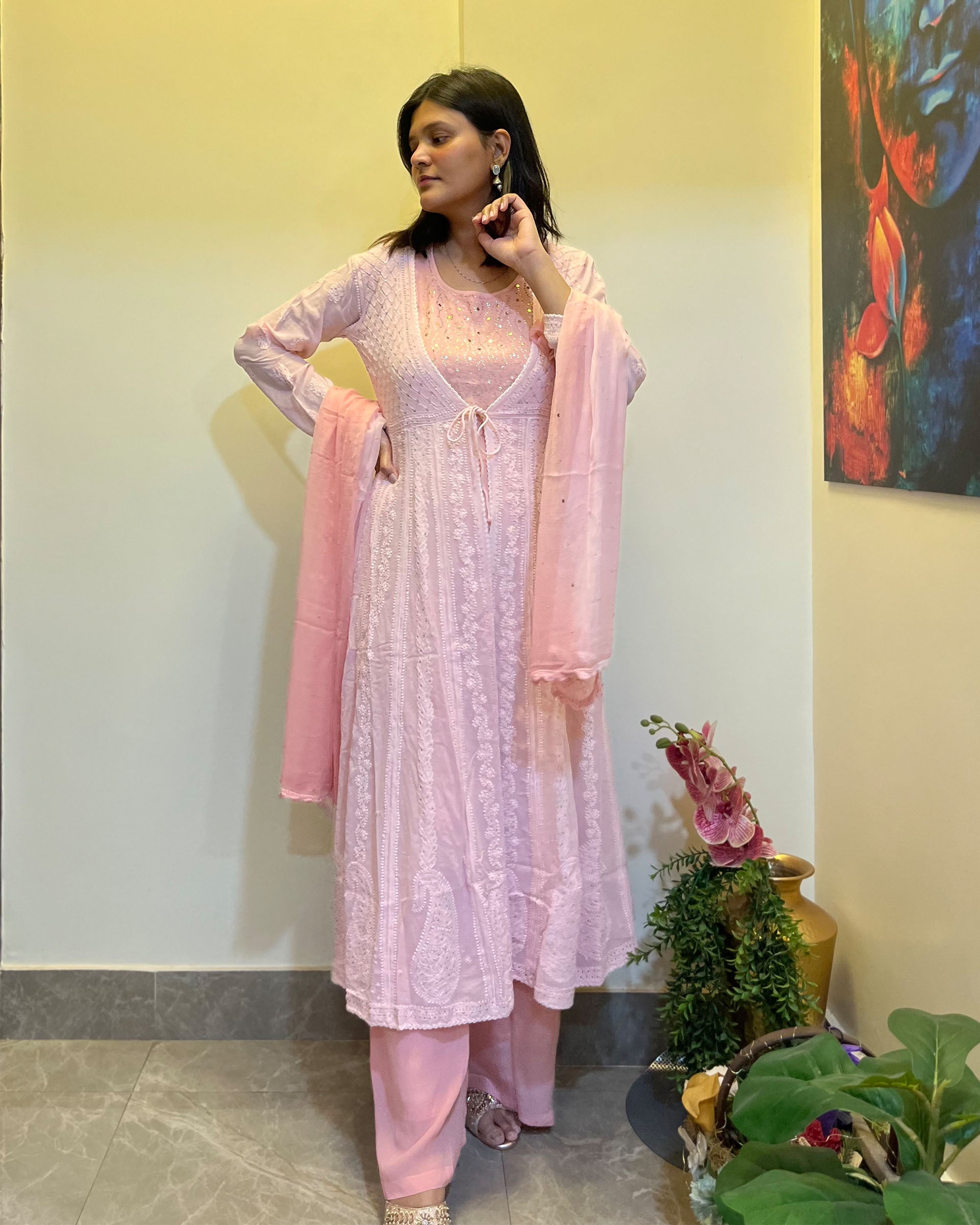 Pink Anarkali Suit Set