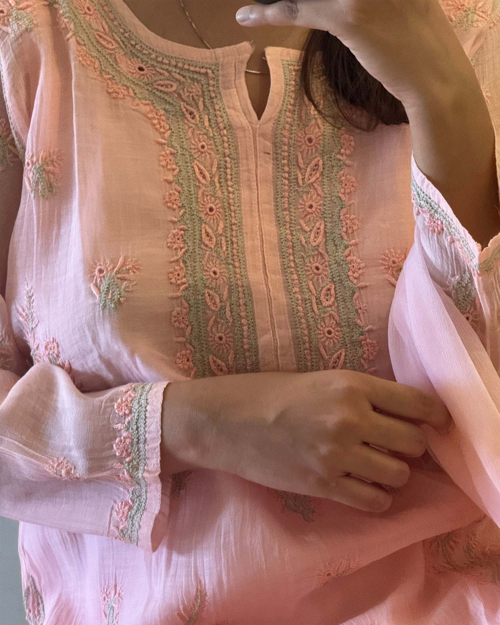 Pink Mulmul Suit Set