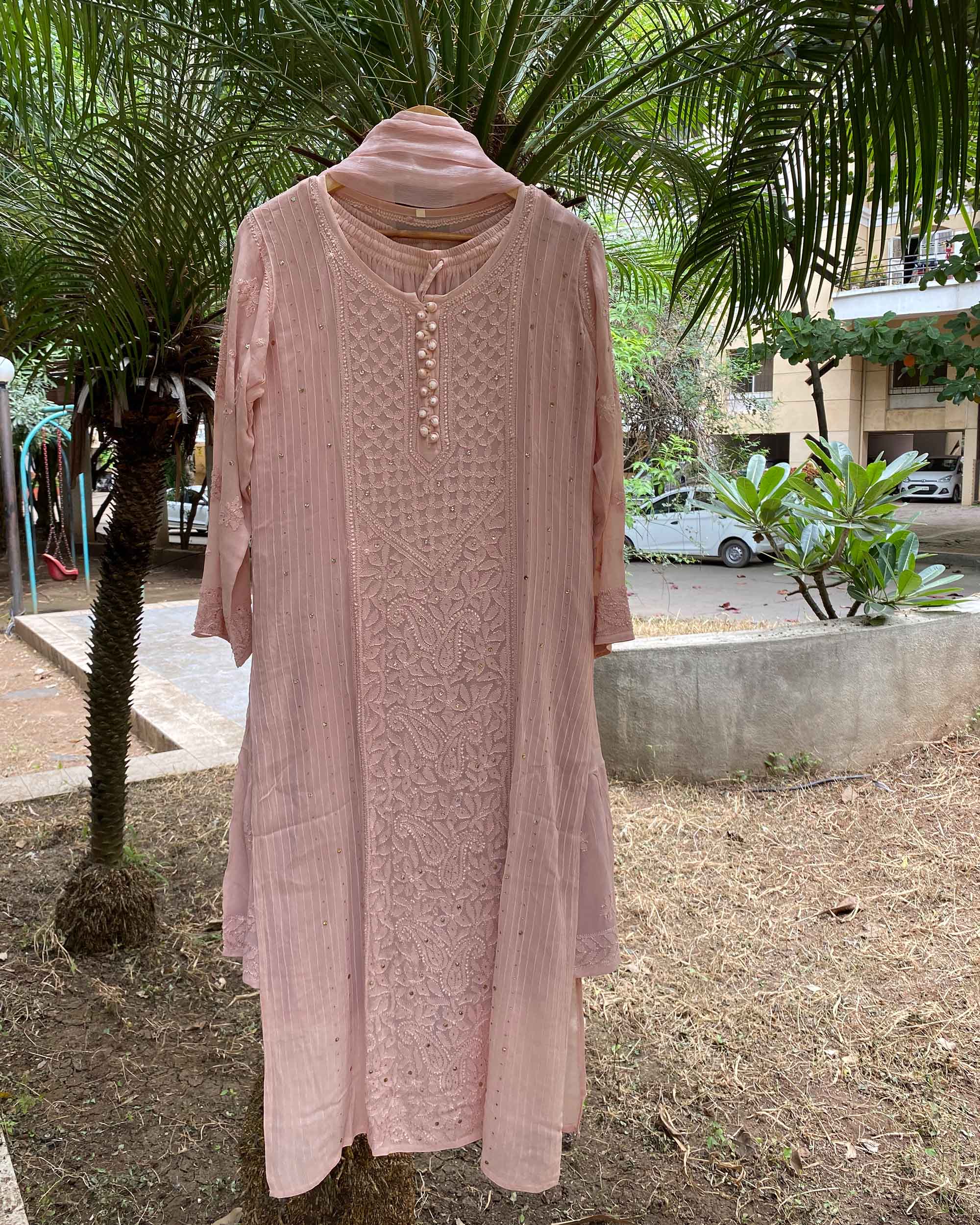 Pintuck Gharara Set in Pink