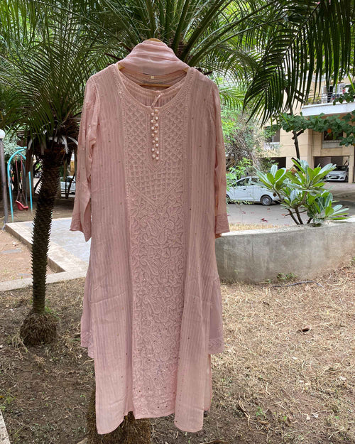 Pintuck Gharara Set in Pink